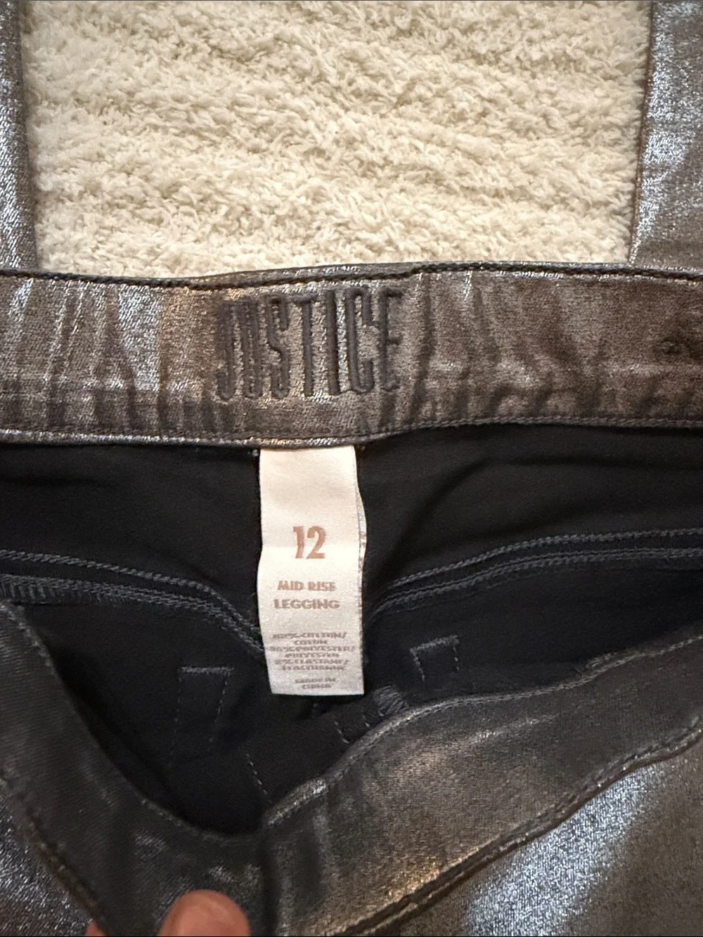 Justice pull on Metallic silver Girls' Jeans